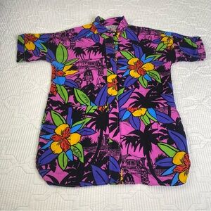 Surf Line Hawaii Original Jams World Shirt Size L Colorful Hawaiian Vintage USA